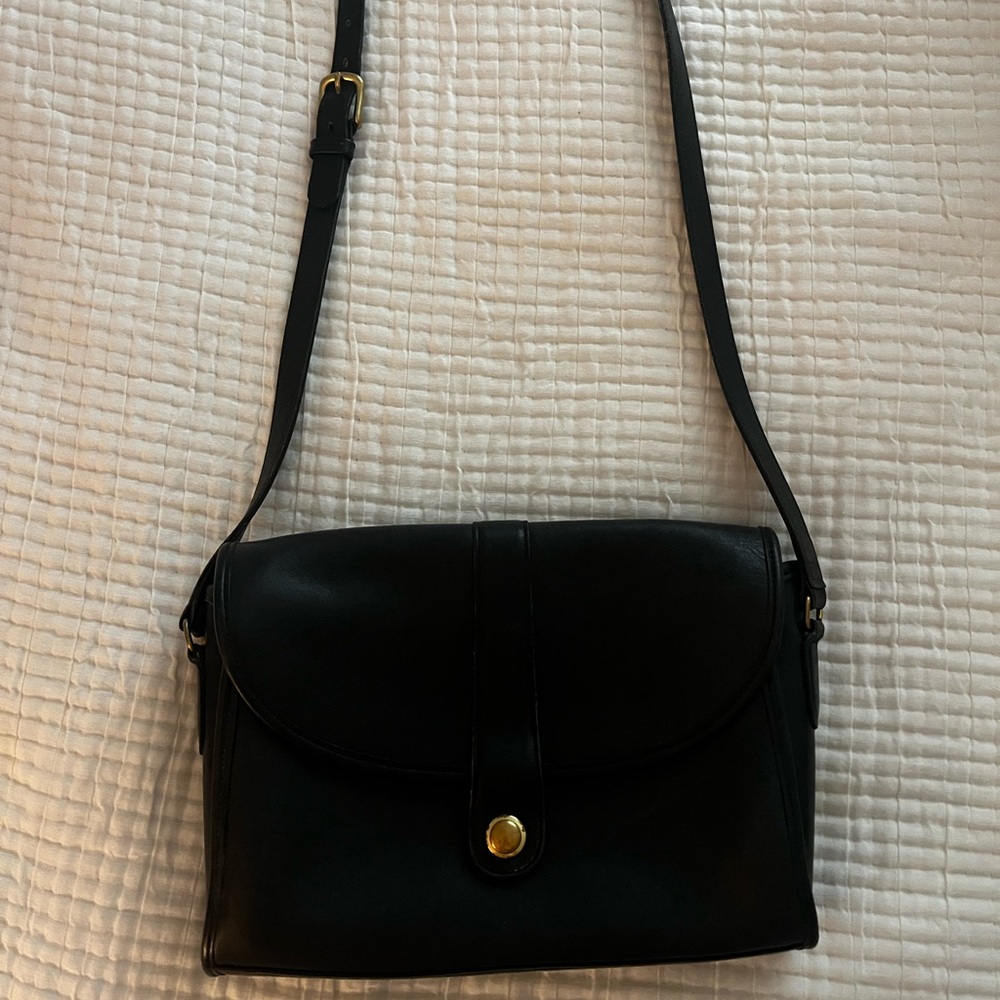 Vintage Coach Black Leather Crossbody